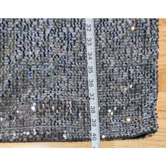 Nightway Womens Gray Sequined Velvet Halter Sleeveless Cocktail Party Dress SZ 8 - Picture 3 of 11